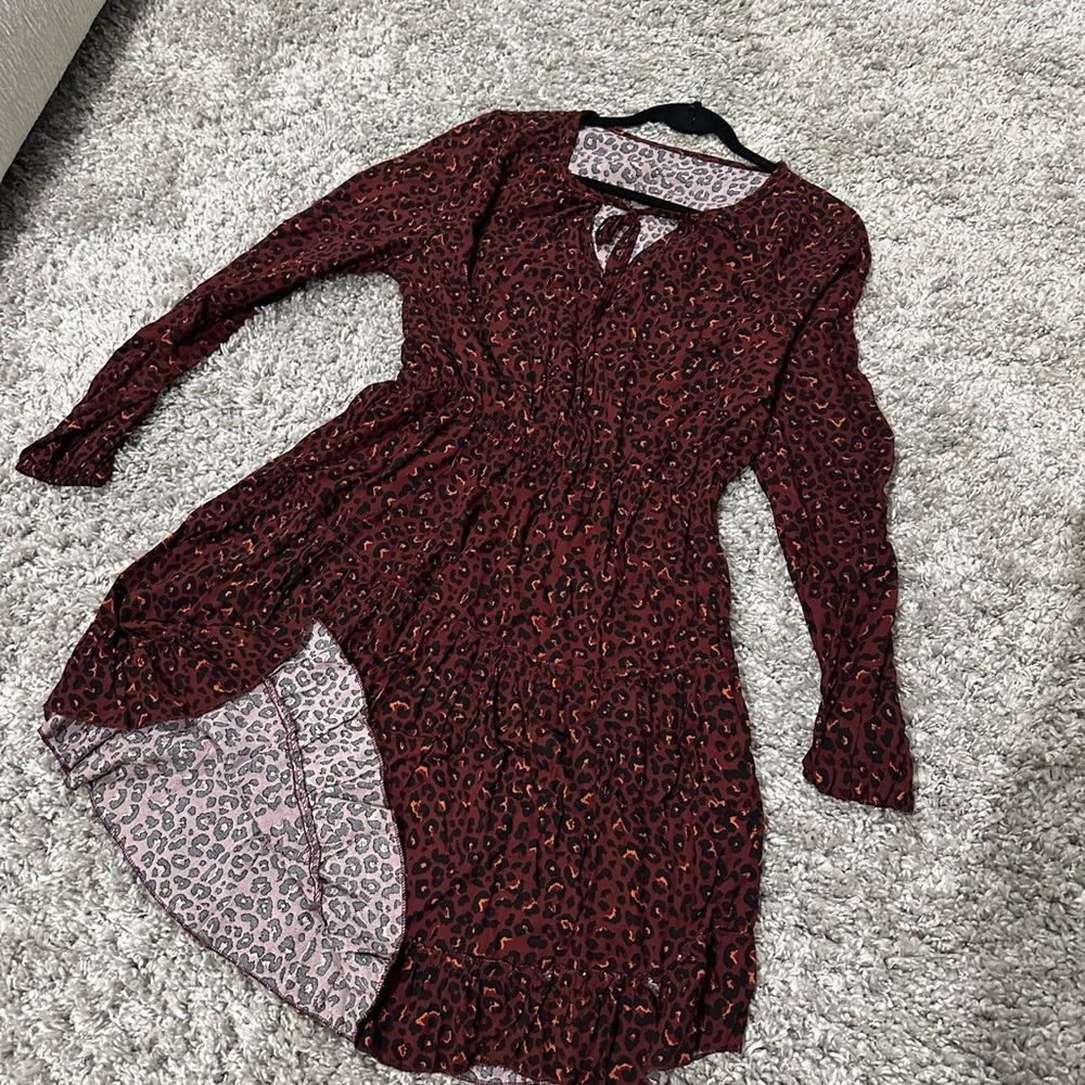 SHEIN Burgundy Leopard Print Mini Dress